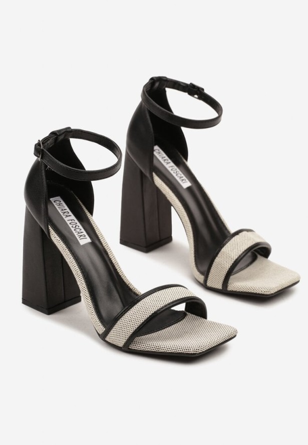 Czarne Sandały na Obcasie w Klasycznym Stylu Odirisse
