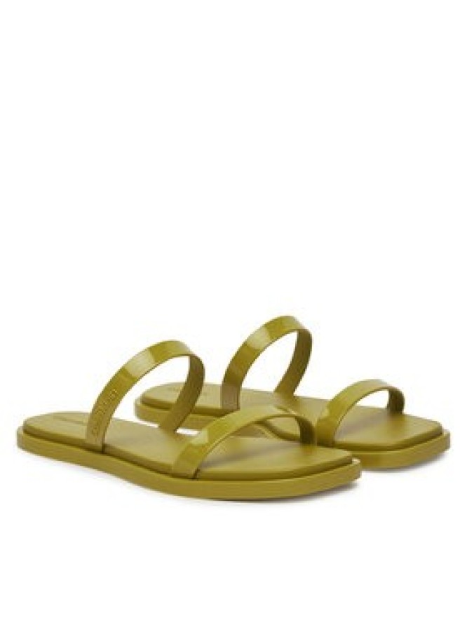 Calvin Klein Klapki Double Bar Slide - Jelly HW0HW02417 Zielony