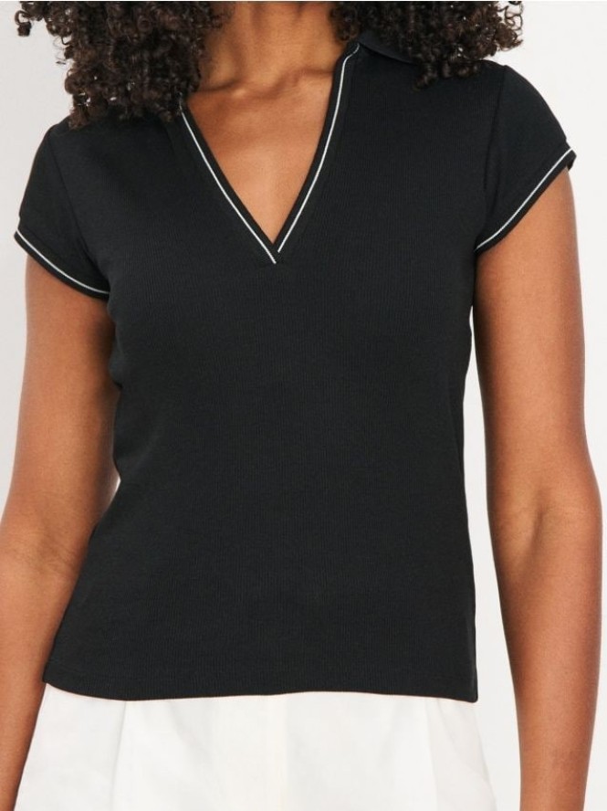 Bluzka z kołnierzykiem - czarny