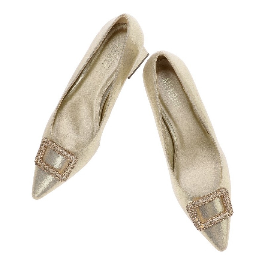 Złote Czółenka Menbur Eleganckie Obuwie Damskie