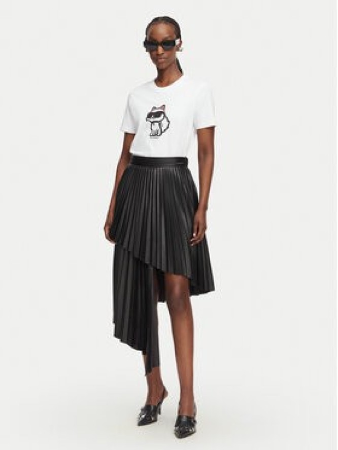 KARL LAGERFELD T-Shirt Ikon Sketch Choupette A1W17128 Biały Regular Fit