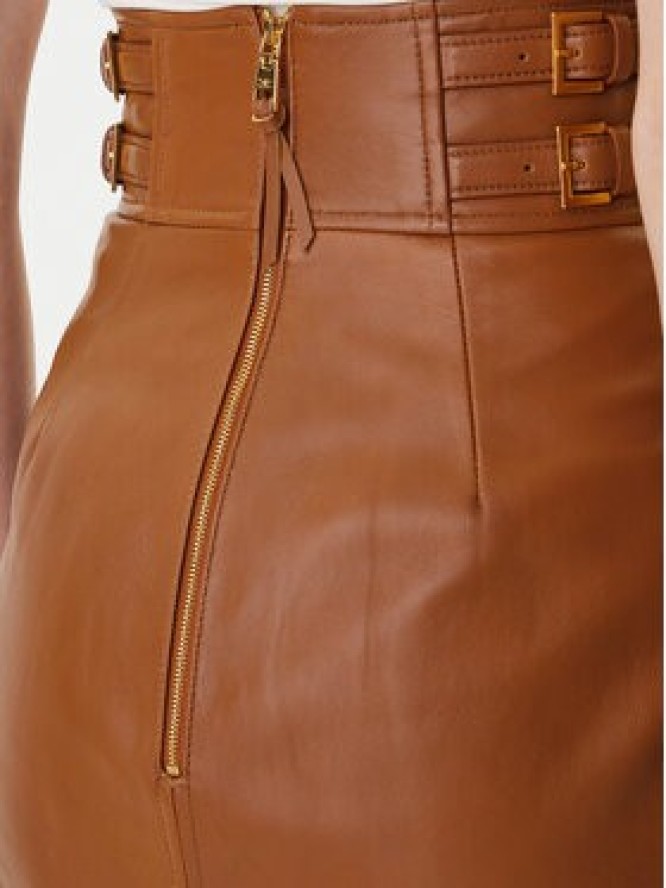 Elisabetta Franchi Spódnica skórzana GP-09Z-61E2-V890 Brązowy Regular Fit