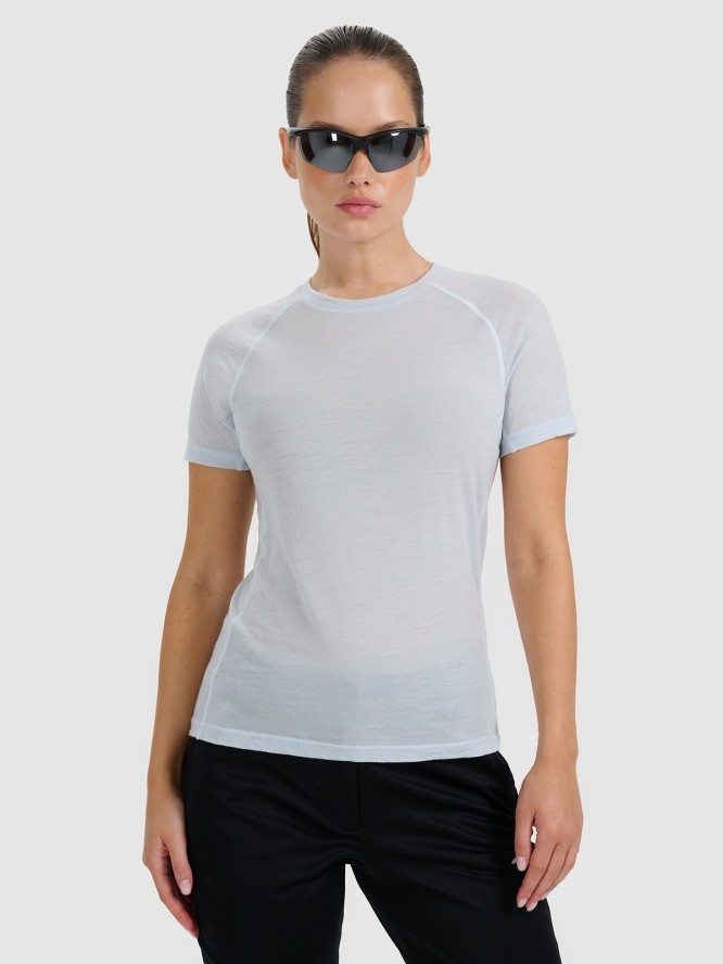 4F Koszulka trekkingowa z wełną merino damska - niebieska XS