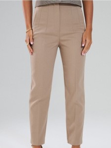 Materiałowe spodnie cygaretki - beżowy