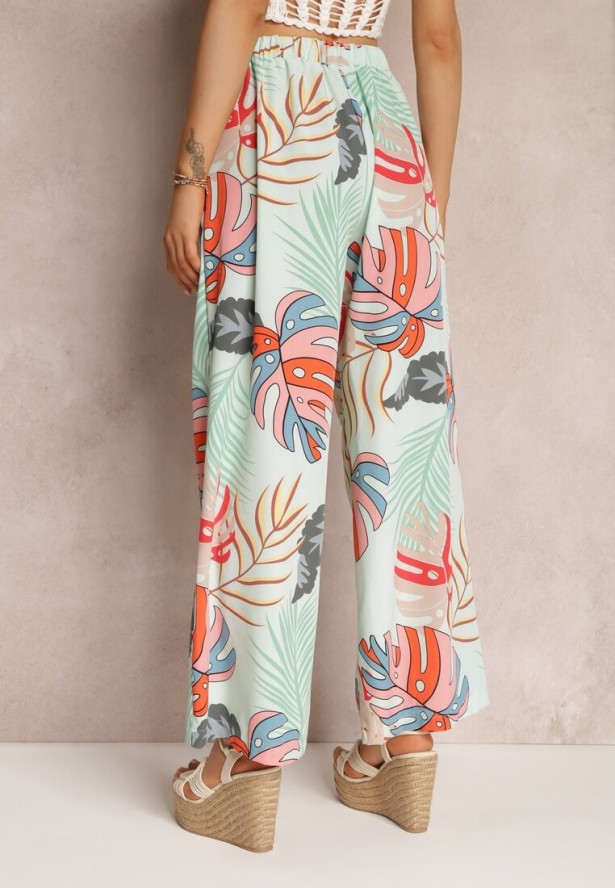 Miętowe Spodnie Szerokie Sofadia