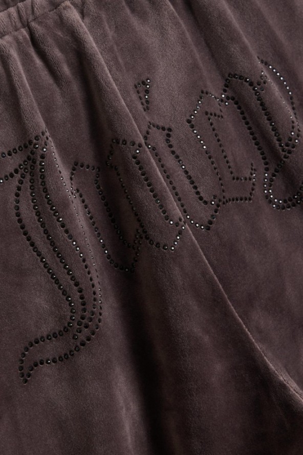 JUICY COUTURE Czekoladowe spodnie dresowe damskie z cyrkoniami Tina, Rozmiar XS