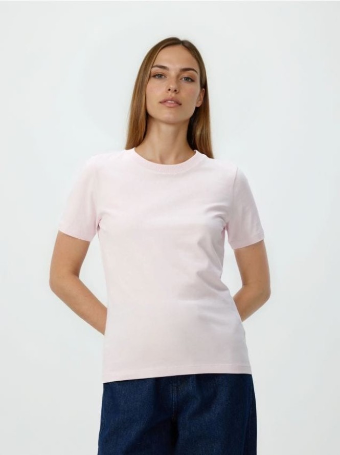 T-shirt regular - pastelowy róż