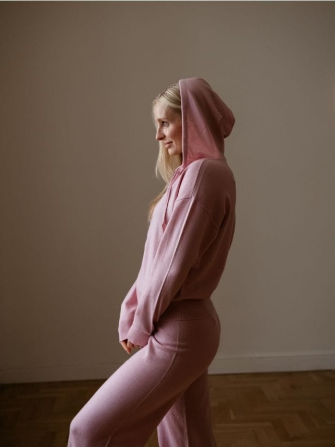 Kardigan z dodatkiem wełny - różowy