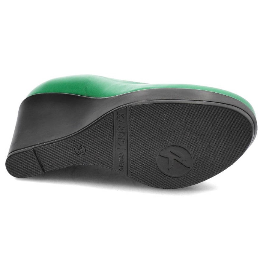 Zielone Czółenka Karino Damskie Półbuty Na Koturnie