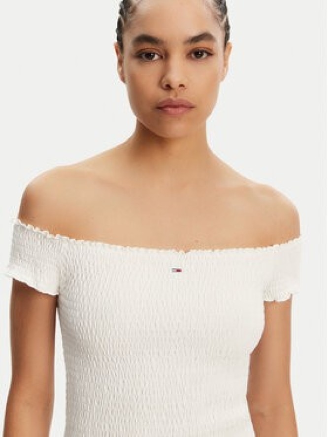 Tommy Jeans Sukienka letnia DW0DW20298 Écru Slim Fit