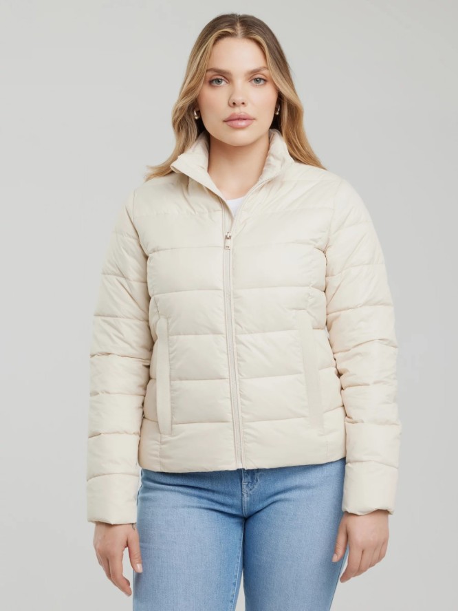 Kurtka damska pikowana ze stójką kremowa Delina 103