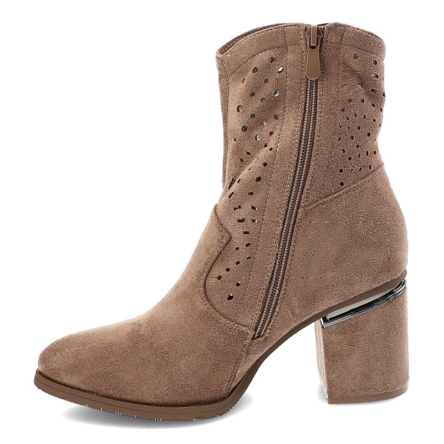 Brązowe Botki S.Barski Stylowe Kowbojki Damskie