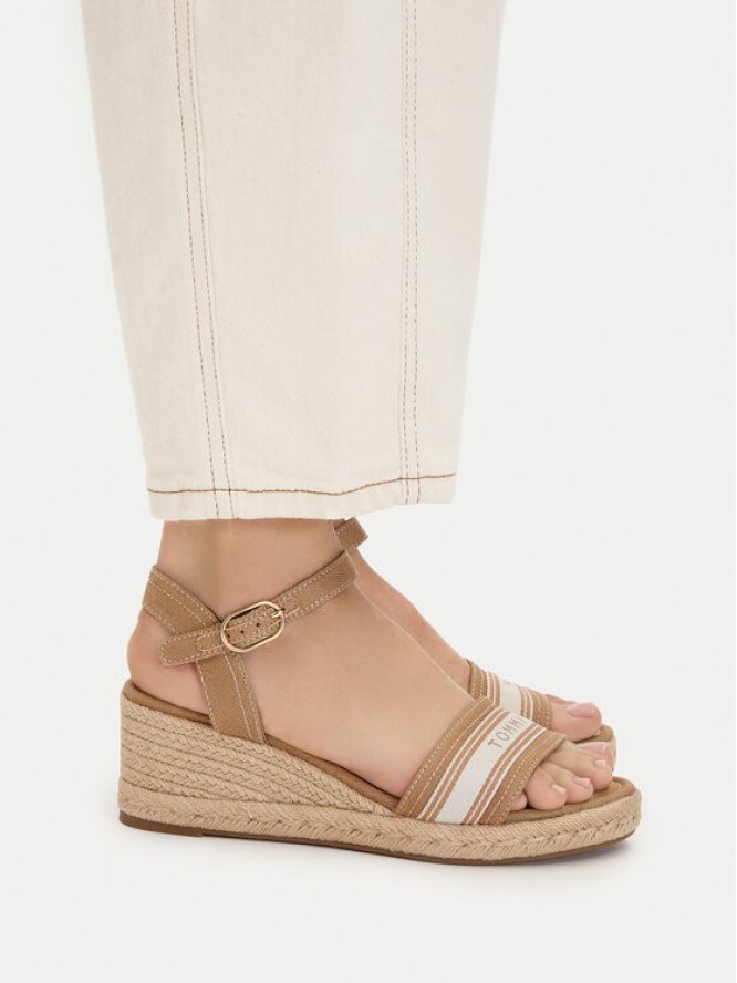 Tommy Hilfiger Espadryle Mid Wedge Espad Webbing FW0FW09230 Beżowy