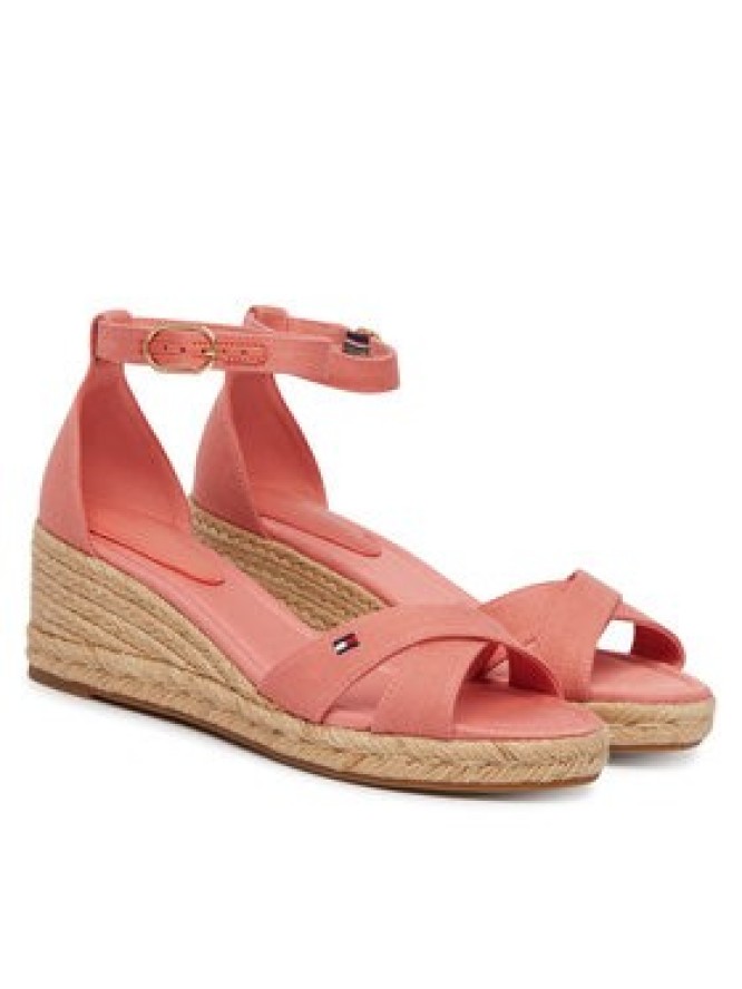 Tommy Hilfiger Espadryle Hemp Crossover Strap Wedge Espadrilles FW0FW09332 Różowy