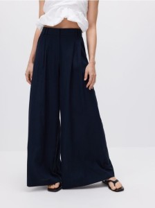 Spodnie z szerokimi nogawkami - granatowy