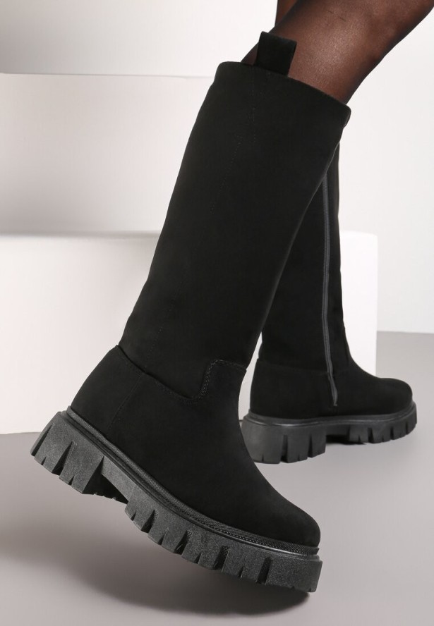 Czarne Kozaki na Platformie Sapedi