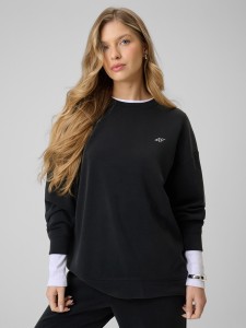 4F Bluza dresowa regular z modalem damska - czarna XS