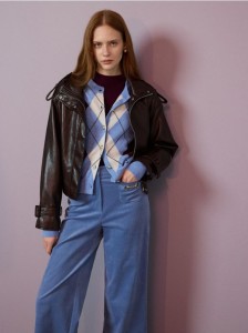 Kurtka z imitacji skóry - ciemnobrązowy