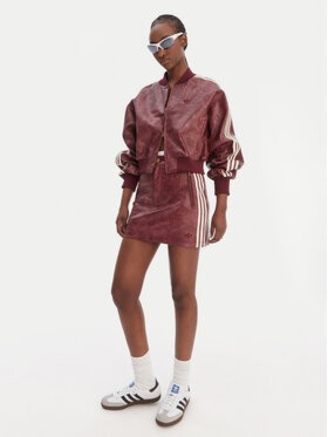 adidas Spódnica z imitacji skóry Pleather KD8785 Bordowy Regular Fit