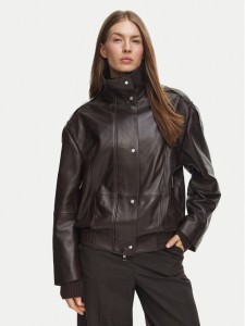 BOSS Kurtka skórzana Savani 50567628 Brązowy ciemny Regular Fit
