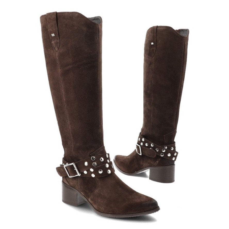 Brązowe Kozaki Karino Stylowe Kowbojki Damskie