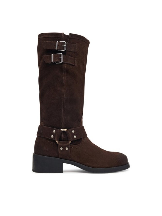 Tommy Jeans Oficerki Tjw Brushed Suede Biker Boots EN0EN03110 Brązowy ciemny