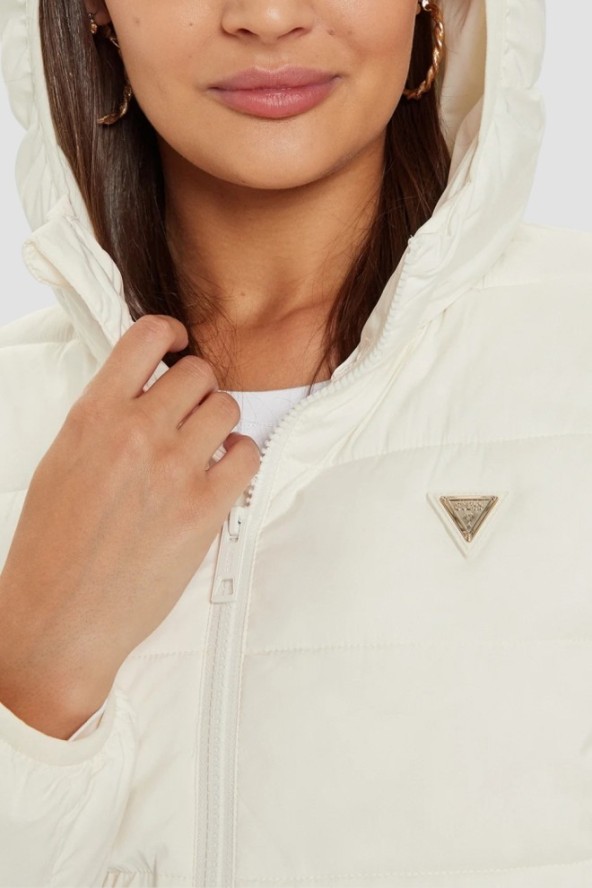 GUESS Beżowa długa damska kurtka New Aleta, Rozmiar S