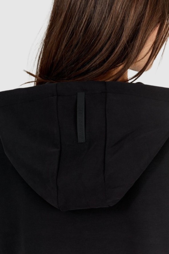 GUESS Czarna bluza damska ze srebrnym logo i kapturem, Rozmiar XS