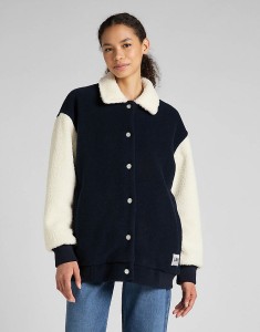 LEE ELONGATED VARSITY JACKET DAMSKA KURTKA PRZEJŚCIOWA SHERPA NAVY L55IEX35 112320682