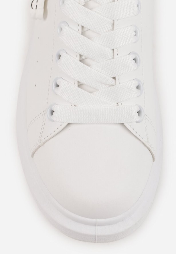 Biało-Różowe Casualowe Sneakersy z Zawieszką Misiem Ulevidia