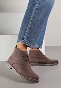 Brązowe Klasyczne Botki Trzewiki Vices z Imitacji Zamszu Atavitta