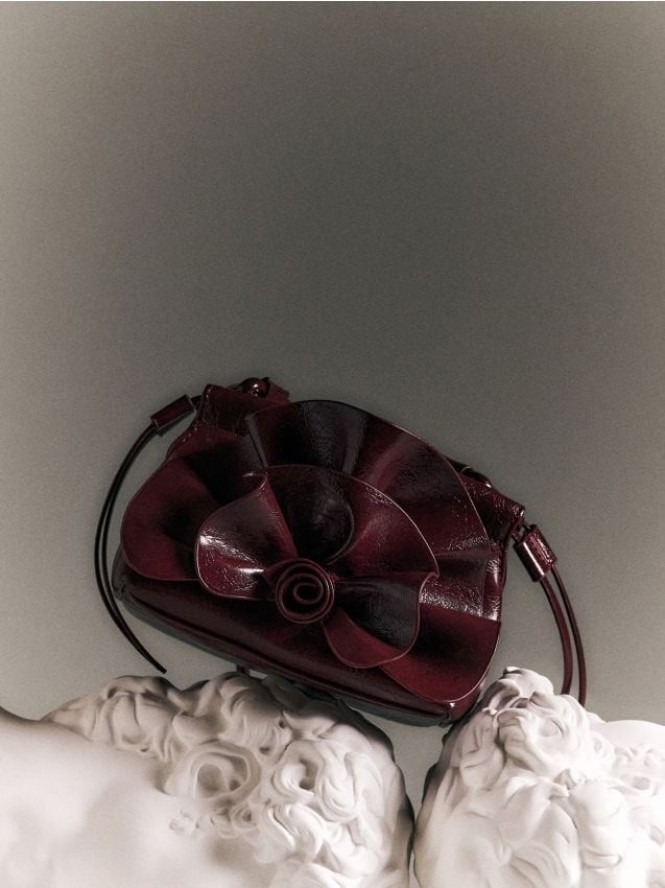 Mała torebka na ramię - karminowy