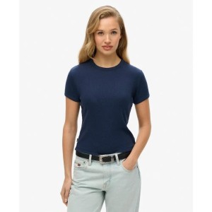 Kobiece t-shirt z prążkowanej tkaniny z logo Superdry Athletic Essentials