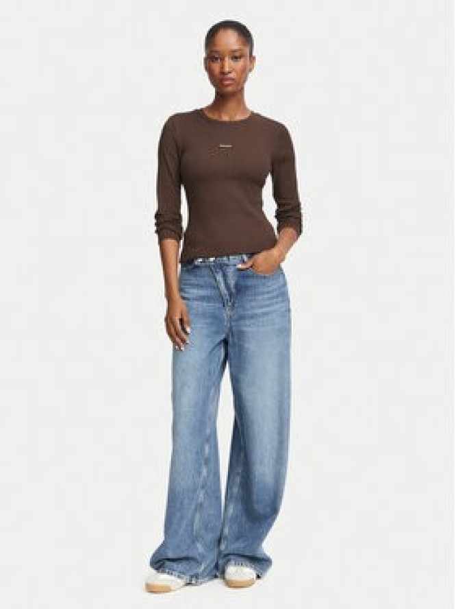 Guess Jeans Bluzka W6BP05 K5470 Brązowy ciemny Slim Fit