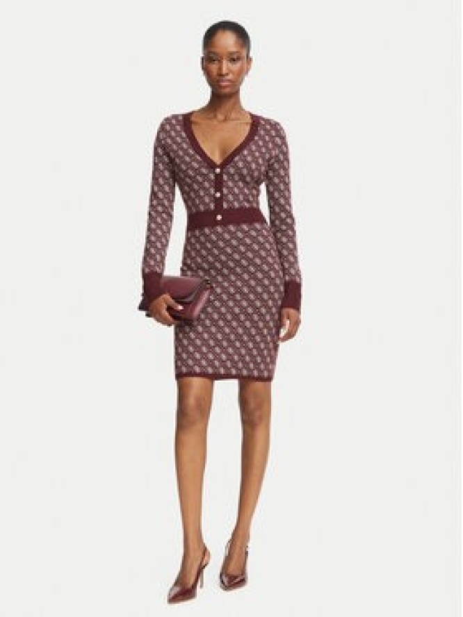 Guess Sukienka dzianinowa W6BK23 Z1422 Bordowy Slim Fit