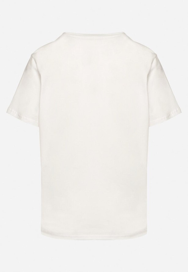 Biały Bawełniany T-shirt Ozdobiony Napisem Nalaviraen