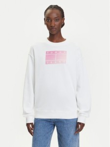 Tommy Jeans Bluza Gradient Flag DW0DW21396 Biały Relaxed Fit