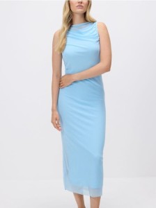 Sukienka maxi z drapowaniem - niebieski