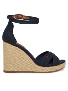 Tommy Hilfiger Sandały Flag High Wedge Espad Crisscross FW0FW08661 Granatowy