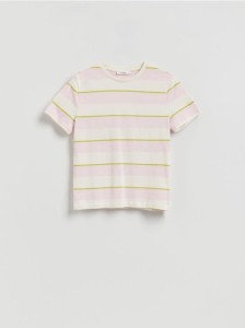 Bawełniany t-shirt w paski - różowy