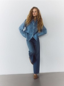 Jeansy wide leg - niebieski