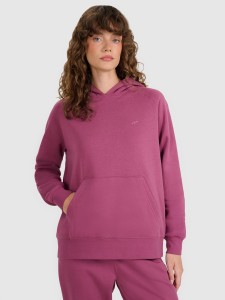 4F Bluza dresowa regular z kapturem damska - fioletowa XL