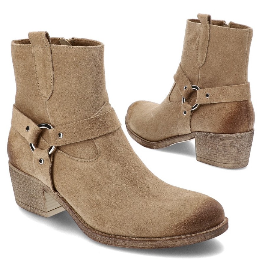Beżowe Kowbojki Armodo Stylowe Obuwie Damskie