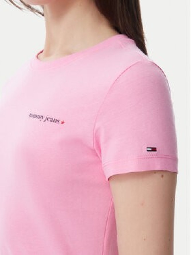 Tommy Jeans T-Shirt Ess Logo DW0DW23479 Różowy jasny Slim Fit