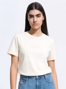 T-shirt z nadrukiem - złamana biel