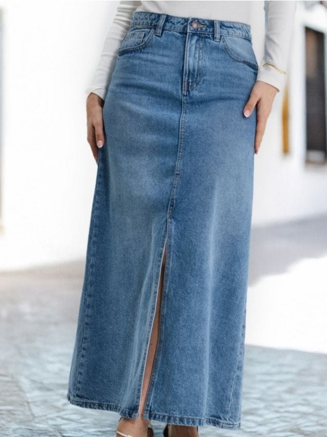 Spódnica midi - niebieski