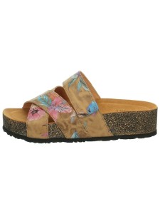 Think! Skórzane klapki "Papu" w kolorze jasnobrązowym ze wzorem rozmiar: 41