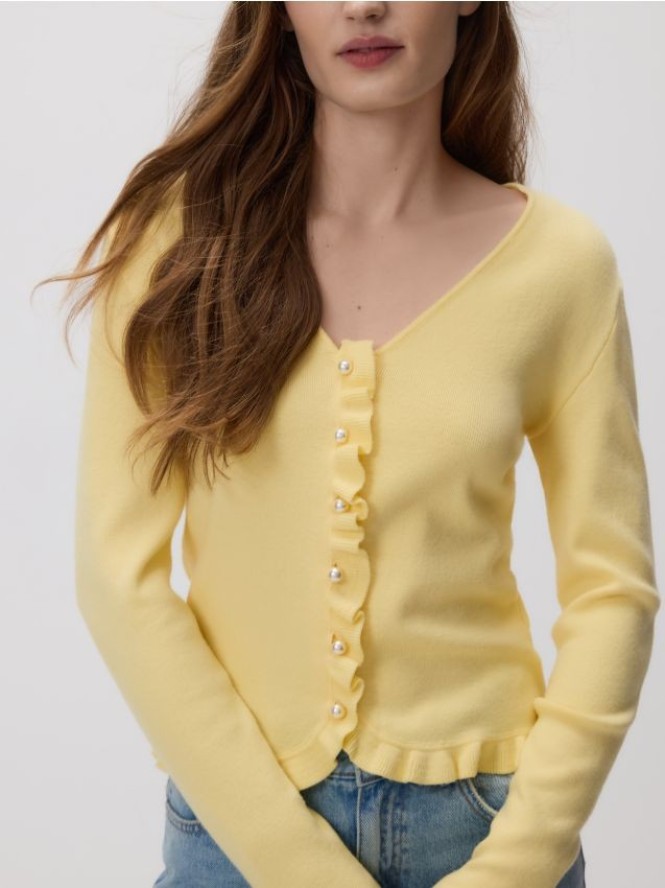 Kardigan z wiskozą - jasnożółty