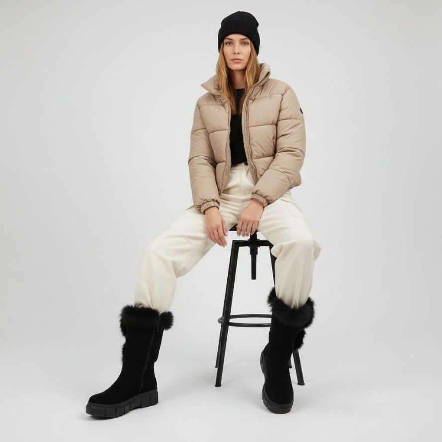 Czarne Kozaki Armodo Ocieplane Obuwie Damskie Z Futerkiem Z Królika