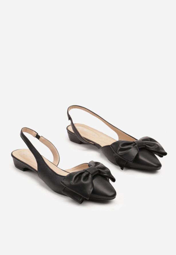 Czarne Sandały z Odkrytą Piętą i Ozdobną Kokardą Ivelretis